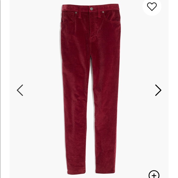 NWT Madewell Stretch Velvet Jeans - Picture 5 of 5